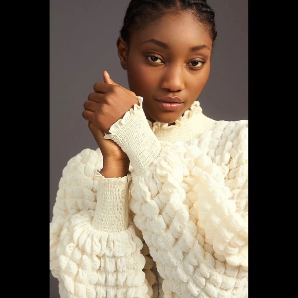 Anthropologie Endless Rose Textured Puff-Sleeve Blouse - Picture 3 of 16